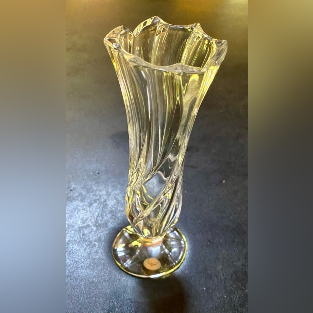 🌷Gorham Swirl Pattern Full Lead Crystal 8” Vase🌷